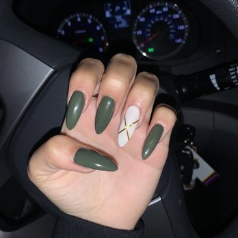 Tony Nails & Spa - Olive green nails, single white nail with gold design! - Nail Salons Near Me - Brentwood, California Tony Nails & Spa - Olive green nails, single white nail with gold design! - Nail Salons Near Me - Brentwood, California