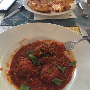 Buddy - Spinach meatballs and the hubby's pizza in the background - Mediterranean Near Me - Rome, RM Buddy - Spinach meatballs and the hubby's pizza in the background - Mediterranean Near Me - Rome, RM