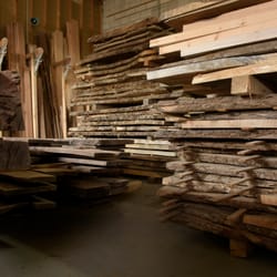 Natural Edge Furniture - The slab room.  Black walnut, maple, oak and more