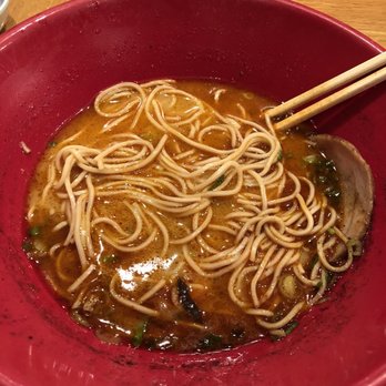 IPPUDO Westside - Spicy pork broth ramen after being stirred. Good flavor. Right amount of spice! Liked it! - Ramen Near Me - New York, New York IPPUDO Westside - Spicy pork broth ramen after being stirred. Good flavor. Right amount of spice! Liked it! - Ramen Near Me - New York, New York