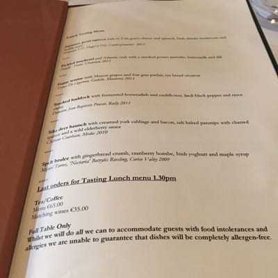 Menu photo 5 Chapter One Dublin, D