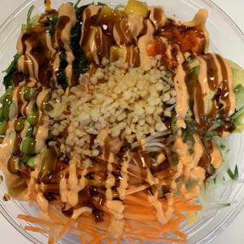Poke Falls - Brandon - Rainbow bowl with noodles - Hawaiian Near Me - Brandon, Florida Poke Falls - Brandon - Rainbow bowl with noodles - Hawaiian Near Me - Brandon, Florida