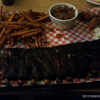Midwood Smokehouse - Full rack, sweet potatoe fries and baked beans. Very delicious! - Barbeque Near Me - Columbia, South Carolina