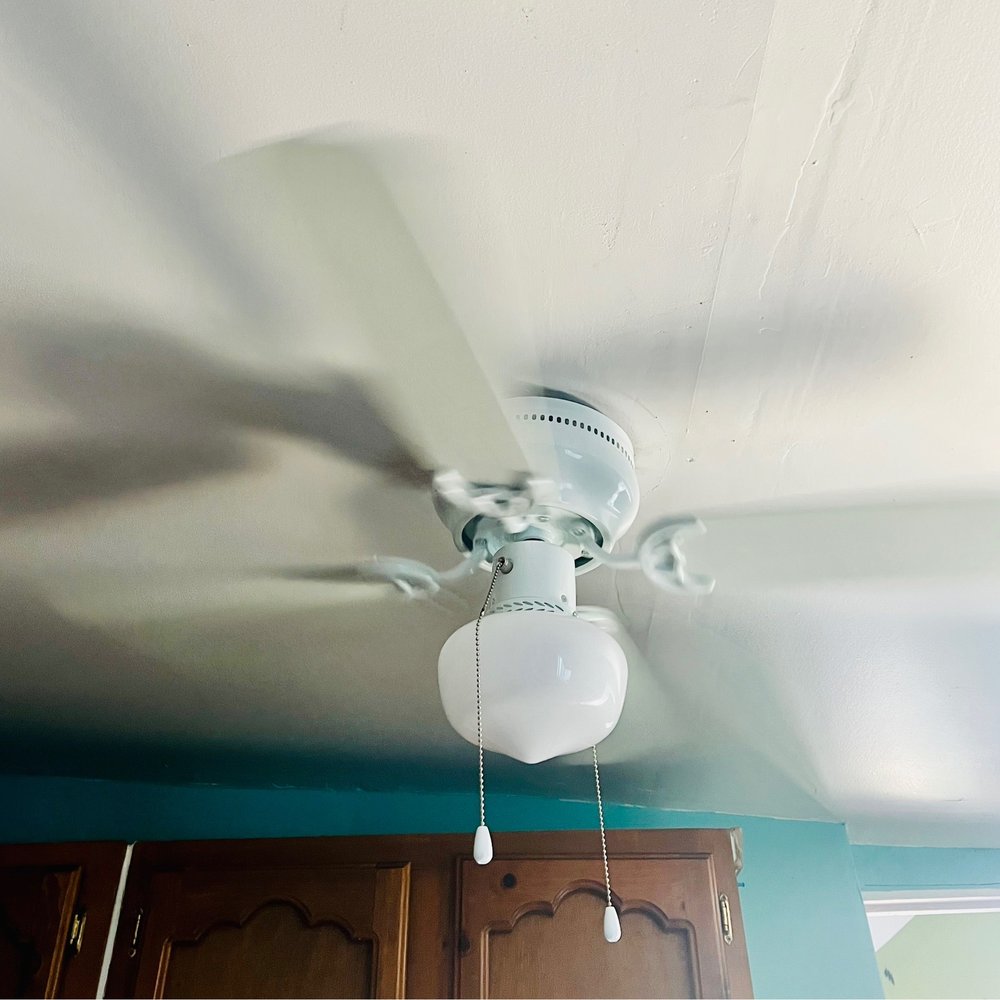 Checo Electric - New ceiling fan, cute little thing from Home Depot perfect for this small room - Electricians Near Me - National City, California Checo Electric - New ceiling fan, cute little thing from Home Depot perfect for this small room - Electricians Near Me - National City, California