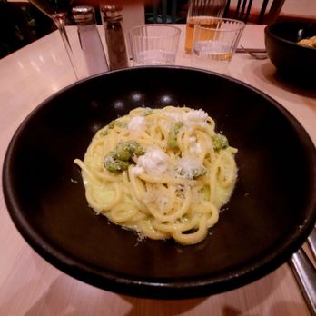 Malfi - Bucatini w/basil cream, pesto & whipped burrata - Pasta Shops Near Me - Tulsa, Oklahoma
