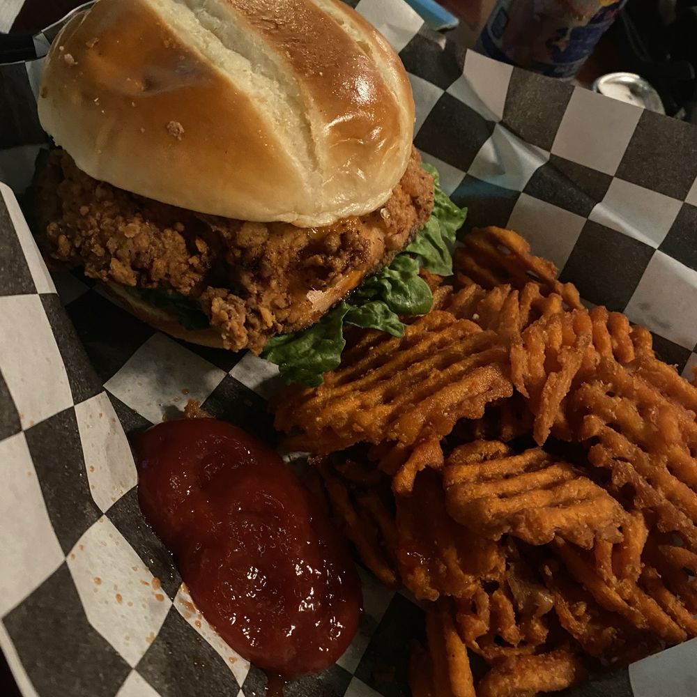 Beck's Chicago - Fried Chicken Sandwich Sweet Potato Waffle Fries - Pubs Near Me - Chicago, Illinois Beck's Chicago - Fried Chicken Sandwich Sweet Potato Waffle Fries - Pubs Near Me - Chicago, Illinois