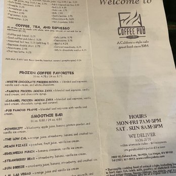 Coffee Pub - Menu - Breakfast & Brunch Near Me - Las Vegas, Nevada Coffee Pub - Menu - Breakfast & Brunch Near Me - Las Vegas, Nevada