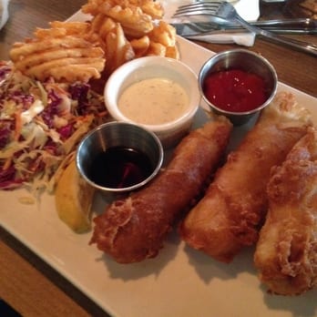 Biergarden Encinitas - Bier batter fish n chips was delicious. Inside was flaky and moist, outside was fried to golden crunchy perfection. - New American Near Me - Encinitas, California