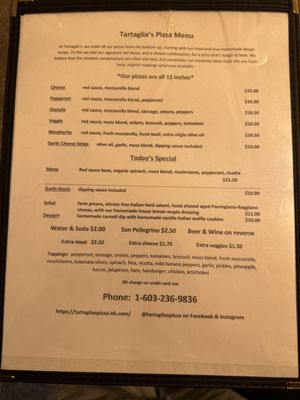 Menu photo 2 Tartaglia's Pizza Campton, NH