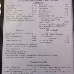 Double P Roadhouse - Menu Page One