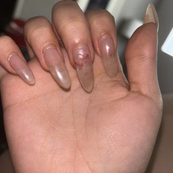 Plush Nail Bar Bellaire - Builder gel on top of natural nails, POOR TECHNIQUE - Nail Salons Near Me - Houston, Texas Plush Nail Bar Bellaire - Builder gel on top of natural nails, POOR TECHNIQUE - Nail Salons Near Me - Houston, Texas
