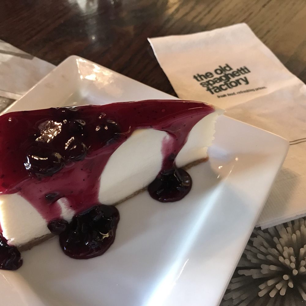 The Old Spaghetti Factory - Blueberry Cheesecake - Italian Near Me - Calgary, Alberta The Old Spaghetti Factory - Blueberry Cheesecake - Italian Near Me - Calgary, Alberta