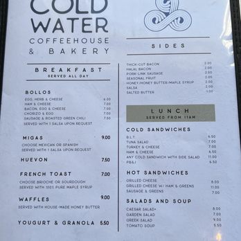 Coldwater Coffeehouse and Bakery - Menu 3/21 - Coffee & Tea Near Me - Avondale, Arizona