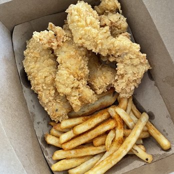 Holdaak Fried Chicken - Original 5-piece chicken strips and fries with a slice of toast underneath the Original Strips(5) with Fries - Chicken Shop Near Me - Fullerton, California Holdaak Fried Chicken - Original 5-piece chicken strips and fries with a slice of toast underneath the Original Strips(5) with Fries - Chicken Shop Near Me - Fullerton, California