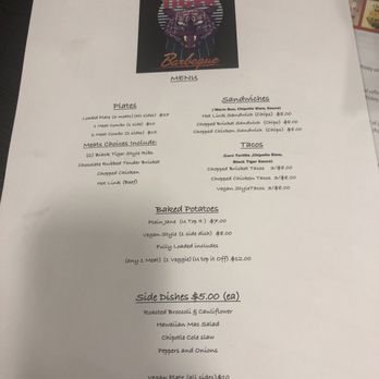 Black Tiger Barbeque - Menu for their catered event at CraftHaus - Caterers Near Me