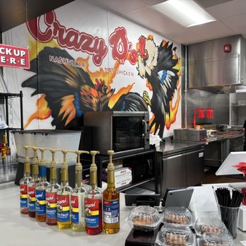 Crazy D’s Hot Chicken - Kitchen area and the cool mural on wall - American Near Me - Woodland, California
