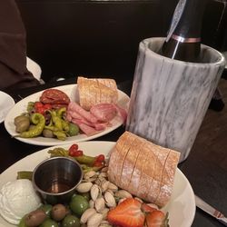 The Temple Bar - Petit Cheese Board and Prosecco for happy hour, and the meat board above.