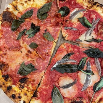 Speak Cheezy - Half of two pies MARGHERITA and PEPPERONI - Pizza Near Me - Long Beach, California