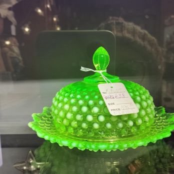 Crosby Antique Mall - Uranium hobtail butter dish for $395.00 firm - Antiques Near Me - Crosby, Texas Crosby Antique Mall - Uranium hobtail butter dish for $395.00 firm - Antiques Near Me - Crosby, Texas