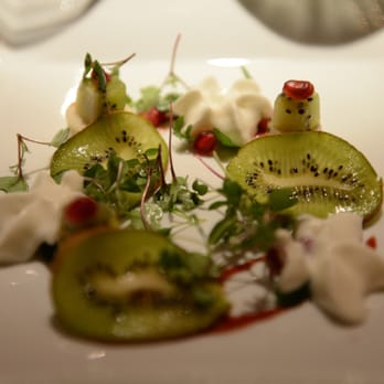 The Elderberry House - Salad of Micro Greens: Kiwi Fruit, Hearts of Peach Palm, Pomegranate, White Soy Vinaigrette, Kaffir Lime Espuma - French Near Me - Oakhurst, California The Elderberry House - Salad of Micro Greens: Kiwi Fruit, Hearts of Peach Palm, Pomegranate, White Soy Vinaigrette, Kaffir Lime Espuma - French Near Me - Oakhurst, California