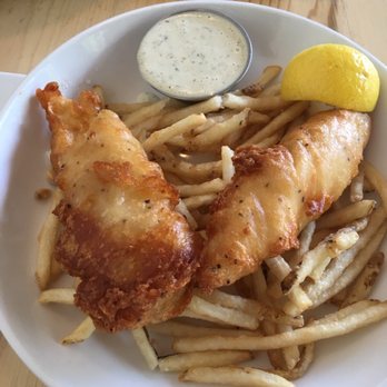 Ten Tavern - Fish and Chips was split for us to share.  Still a good portion. - American Near Me - Clovis, California