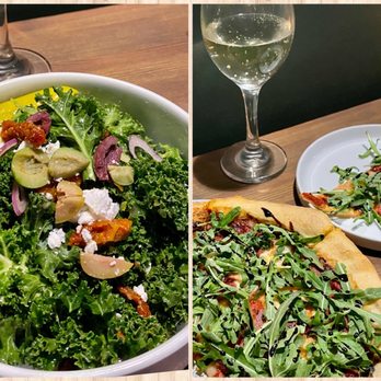 Pizza Verde - House salad, Arugula pizza and Prosecco - Pizza Near Me - Fort Worth, Texas