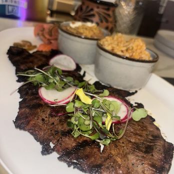 Buen Provecho - Carne Asada plate with beans and rice! - Mexican Near Me - Long Beach, California Buen Provecho - Carne Asada plate with beans and rice! - Mexican Near Me - Long Beach, California
