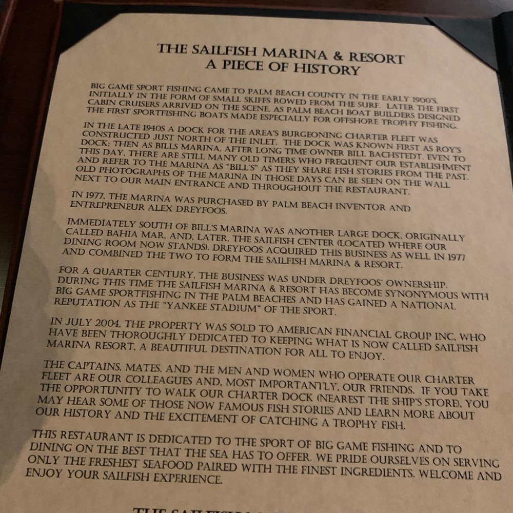 Sailfish Marina - History of the Sailfish - Seafood Near Me - Palm Beach Shores, Florida Sailfish Marina - History of the Sailfish - Seafood Near Me - Palm Beach Shores, Florida