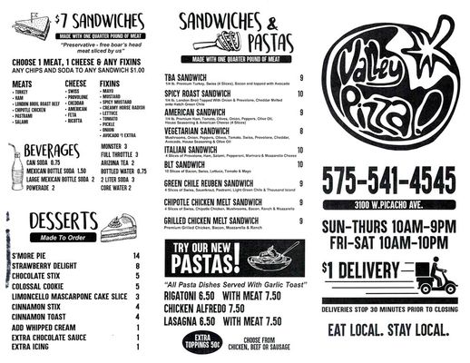 Menu photo 2 Valley Pizza Las Cruces, NM Menu photo 2 Valley Pizza Las Cruces, NM