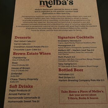 Melba's Restaurant - Menu 1 - Southern Near Me - New York, New York Melba's Restaurant - Menu 1 - Southern Near Me - New York, New York