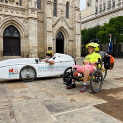 San Antonio Bike Tours - Receiving a history lesson in San Antonio from our guide.
