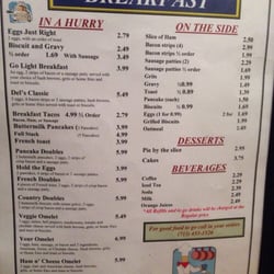 Del's Diner - Menu