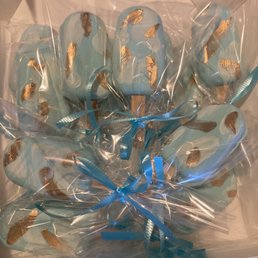 Baby blue cake popsicles Baby blue cake popsicles