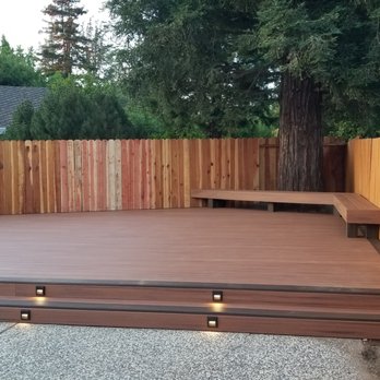 Wave Decks - Side view of deck with LED lights. - Decks & Railing Near Me - Citrus Heights, California