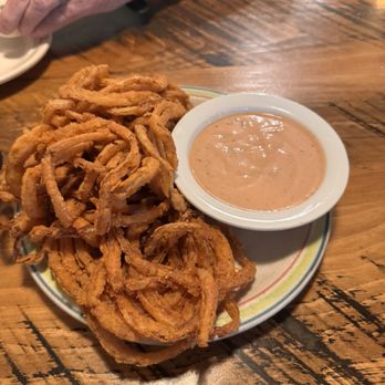 Blue Rooster Southern Grill - Onion Straws with BBQ Ranch Dip! Yummy - American Near Me - Clyde, North Carolina