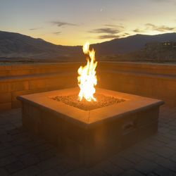 Finished firepit at sunset