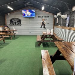 Backyard Kitchen - Indoor seating, love the small Town vibes