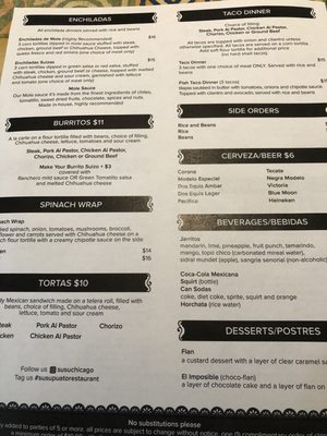 Menu photo 1 Susupuato Restaurant Chicago, IL Menu photo 1 Susupuato Restaurant Chicago, IL