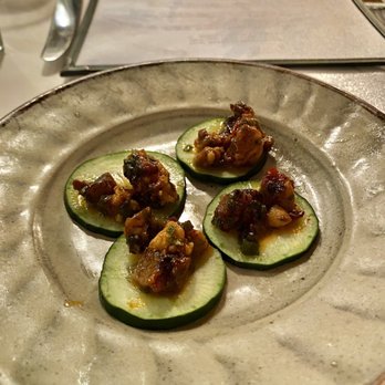 Havana - Complimentary spicy steak on cucumber slices - Seafood Near Me - Bar Harbor, Maine