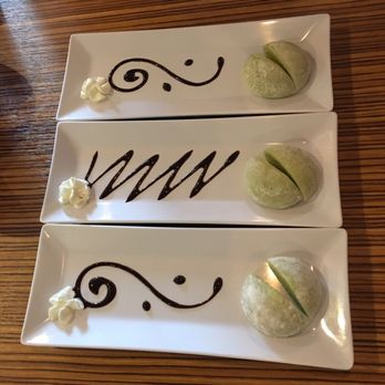 Uma Uma - Green tea mochi. So pretty! Also they didn't give my boyfriend a girly design which I thought was very thoughtful. - Ramen Near Me - Ellicott City, Maryland