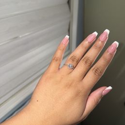 Short coffin nails with a french tip Short coffin nails with a french tip
