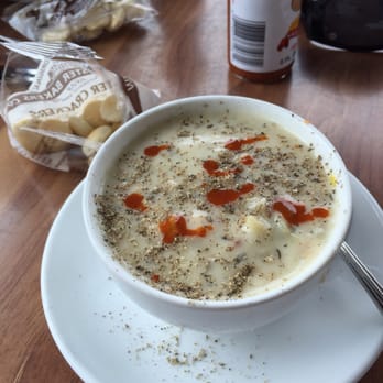 Nick's Seafood Restaurant - Clam chowder with a lil hot sauce - Seafood Near Me - Pacifica, California