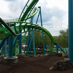 Hydra The Revenge - The 1st inversion happens right out of the station! It's a heartline roll taken at *very* slow speeds o_0
