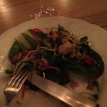 Lenoir - "Lettuce wraps" with fried quail. - New American Near Me - Austin, Texas