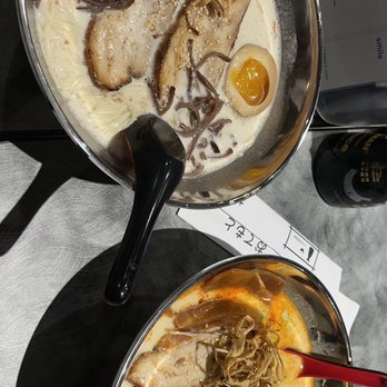 Shiromaru - (Left) tonkotsu bowl, (right) spicy tonkotsu bowl - Ramen Near Me - Troy, Michigan Shiromaru - (Left) tonkotsu bowl, (right) spicy tonkotsu bowl - Ramen Near Me - Troy, Michigan