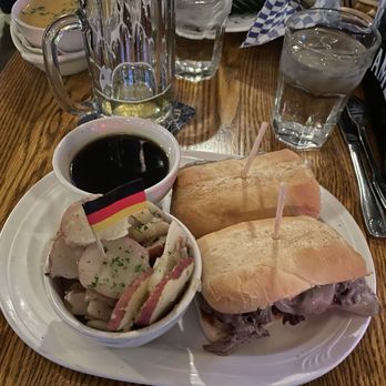 Gluek's Restaurant & Bar - French dip with German potato salad - Music Venues Near Me - Minneapolis, Minnesota