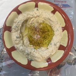 Delicious Baba Ghanouj, strong tahini flavor