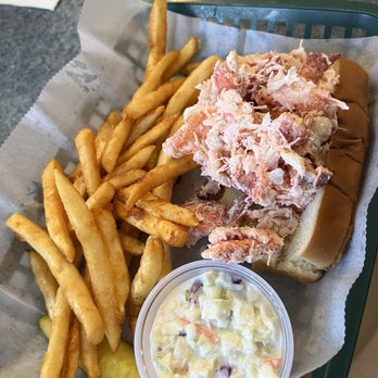 Eagles Nest Restaurant - Lobster Roll, French Fries and slaw - Seafood Near Me - Brewer, Maine