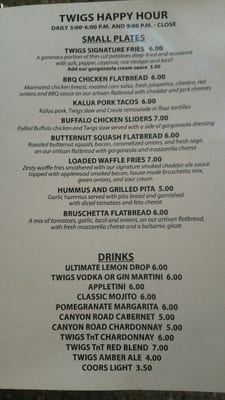 Menu photo 1 Twigs Bistro and Martini Bar Spokane, WA