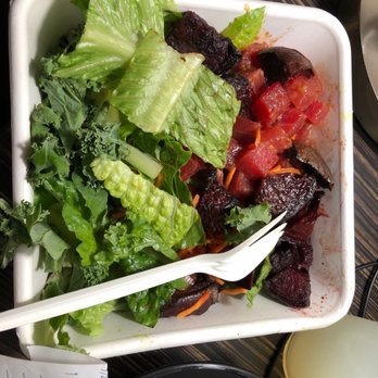 CoreLife Eatery - The steak is missing from my steak plate. The dark pieces are beets - Mediterranean Near Me - Mishawaka, Indiana